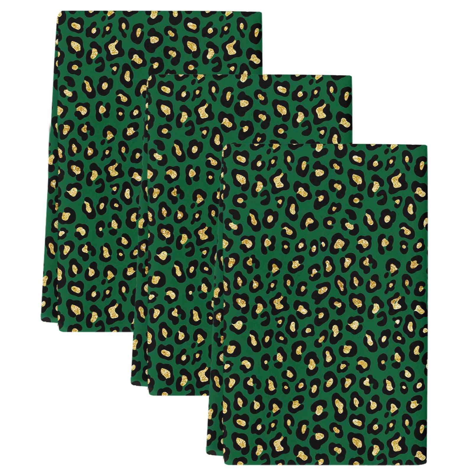 Green Black Kitchen Towels Set of 3, Elegant Modern Abstract Art Luxury Absorbent Dish Towels for Kitchen, Microfiber Hand Towel, Quick Drying Tea Towel for Cleaning Decorative Dishcloths