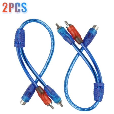 2 Pcs RCA Y Splitter Cable  DISEN RCA Y Adapter Connector 1 Female to 2 Male  RCA Speaker Splitter Shielding Cable Adapter  Blue