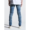 thumbnail image 3 of Crysp Denim Men's Moto Distressed Rip & Repair Paint Splatter Skinny Fit Jeans (30, Indigo Blue), 3 of 4