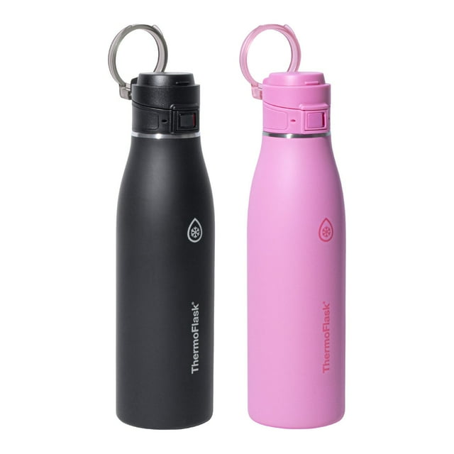 Thermoflask 740 mL (25 oz) Stainless Steel Bottle, 2-pack black