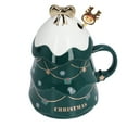 thumbnail image 4 of Taza navideña de cerámica de gran capacidad de 500 ml, para té, leche, café, con tapa y cuchara, ideal como regalo para el hogar y las vacaciones., 4 of 14