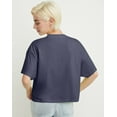 thumbnail image 3 of Hanes Women's Garment Dyed Cropped Cotton T-Shirt Anchor Slate XS, 3 of 5