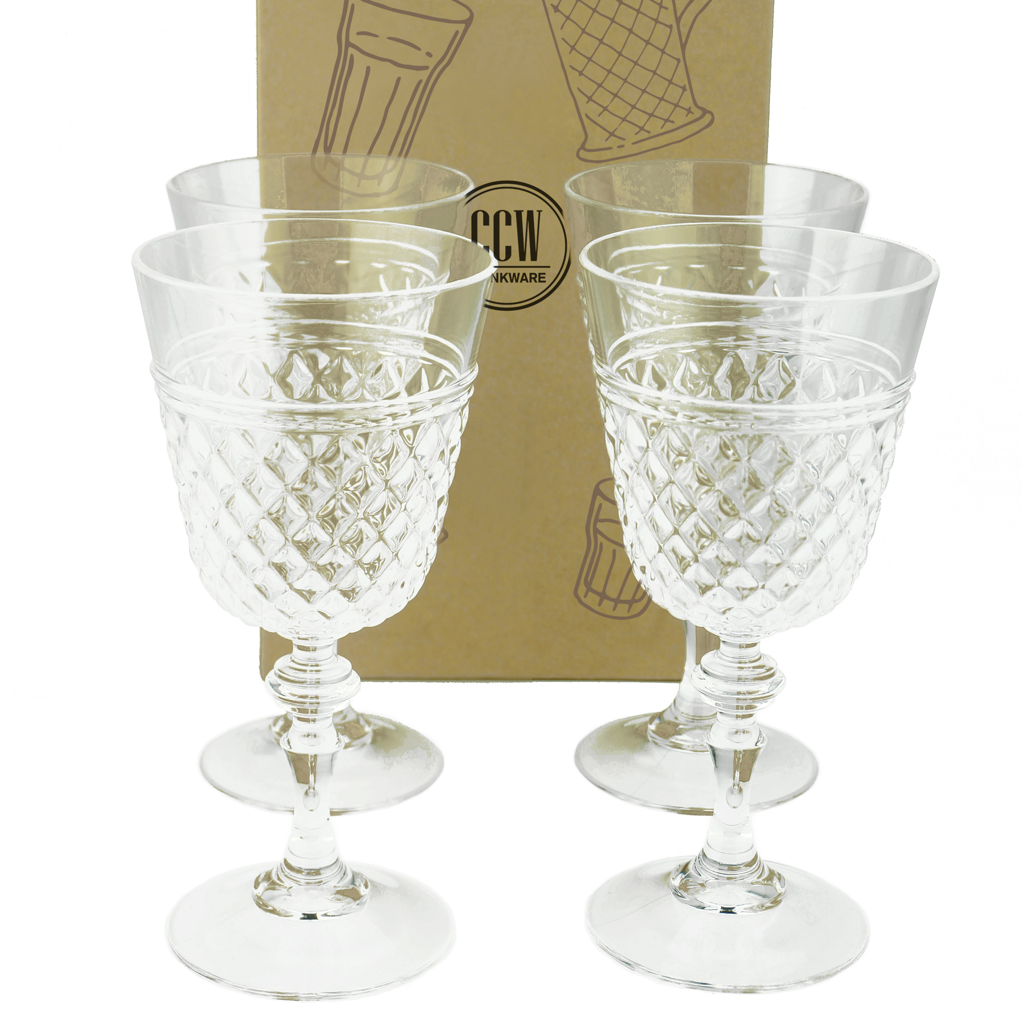 PG Diamond Cut Wine Glass, Set of 4, 18.5oz, Super Crystal Clear - image 3 of 7