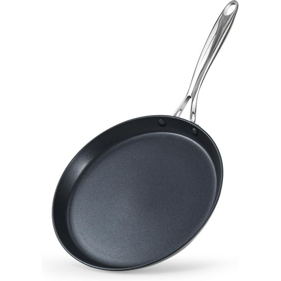 Cooks Standard Crepe Pan Hard Anodized Ceramic Nonstick Pancake Pan, 10.5-inch Griddle Dosa Tawa Tortilla Skillet Pan Induction Cookware, Black