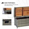 thumbnail image 4 of Outsunny Outdoor Storage Bench Wicker Deck Boxes with Wooden Seat, Rattan Container Bin with Lip, Ideal for Storing Tools, Accessories and Toys, Grey, 4 of 9