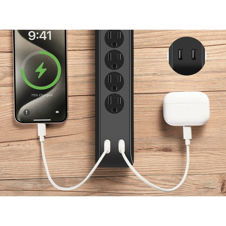 HAMA 4 Outlet Outdoor Power Strip - IP44 Water & Dust Resistant, 2m Cable With On/Off Switch (Black)