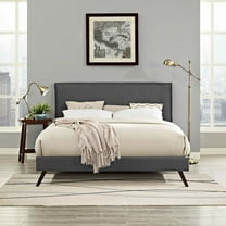 Modway Amaris Queen Fabric Platform Bed with Round Splayed Legs in Gray