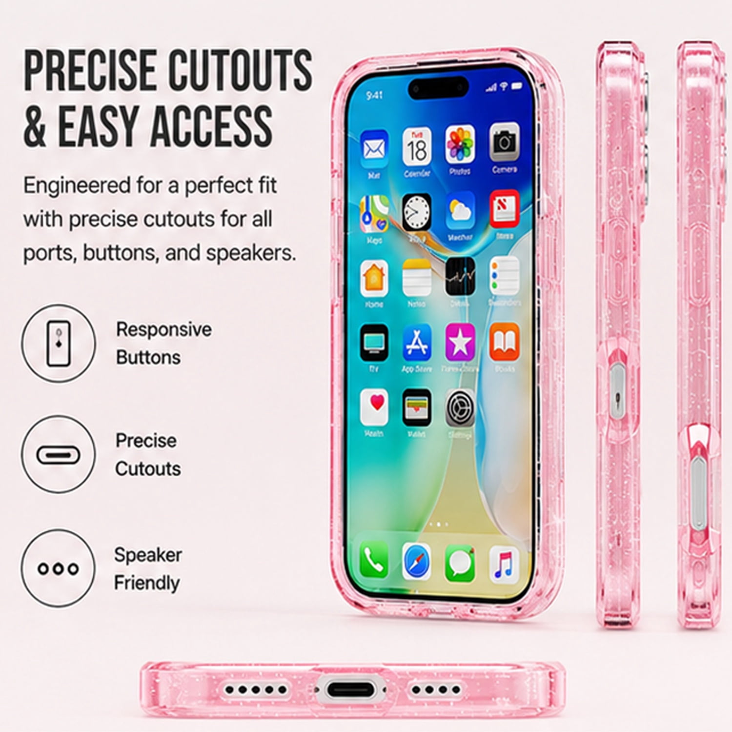 Transparent Color Case with Magsafe for iPhone 17 Pro - Sparkle Pink