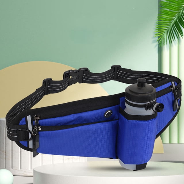 Running Waist Pack,Adjustable Hydration Running Belt Bag with Foldable Water Bottle Holder,Water Resistant Pouch Pack, Multifunctional Zipper Pocket Adjustable Strap Water Resistant Waist Bag