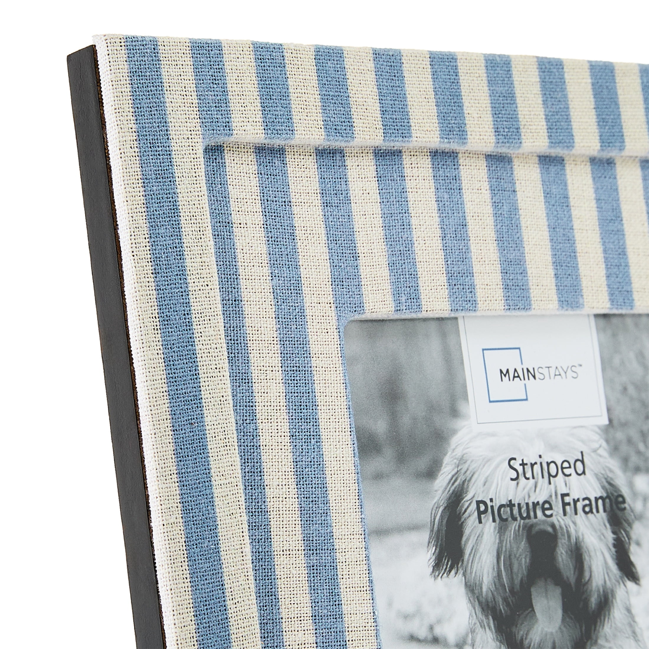 Mainstays 5 x 7 Blue and White Striped Upholstered Fabric Picture Frame
