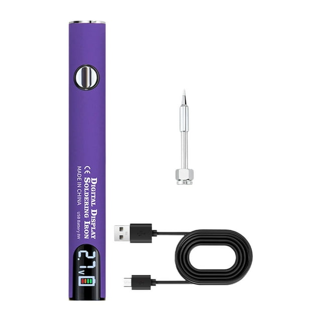 Juego de soldador inalámbrico portátil, bolígrafo de soldadura eléctrico, dispositivo de calefacción doméstica para proyectos de bricolaje, carga USB Conjunto violeta