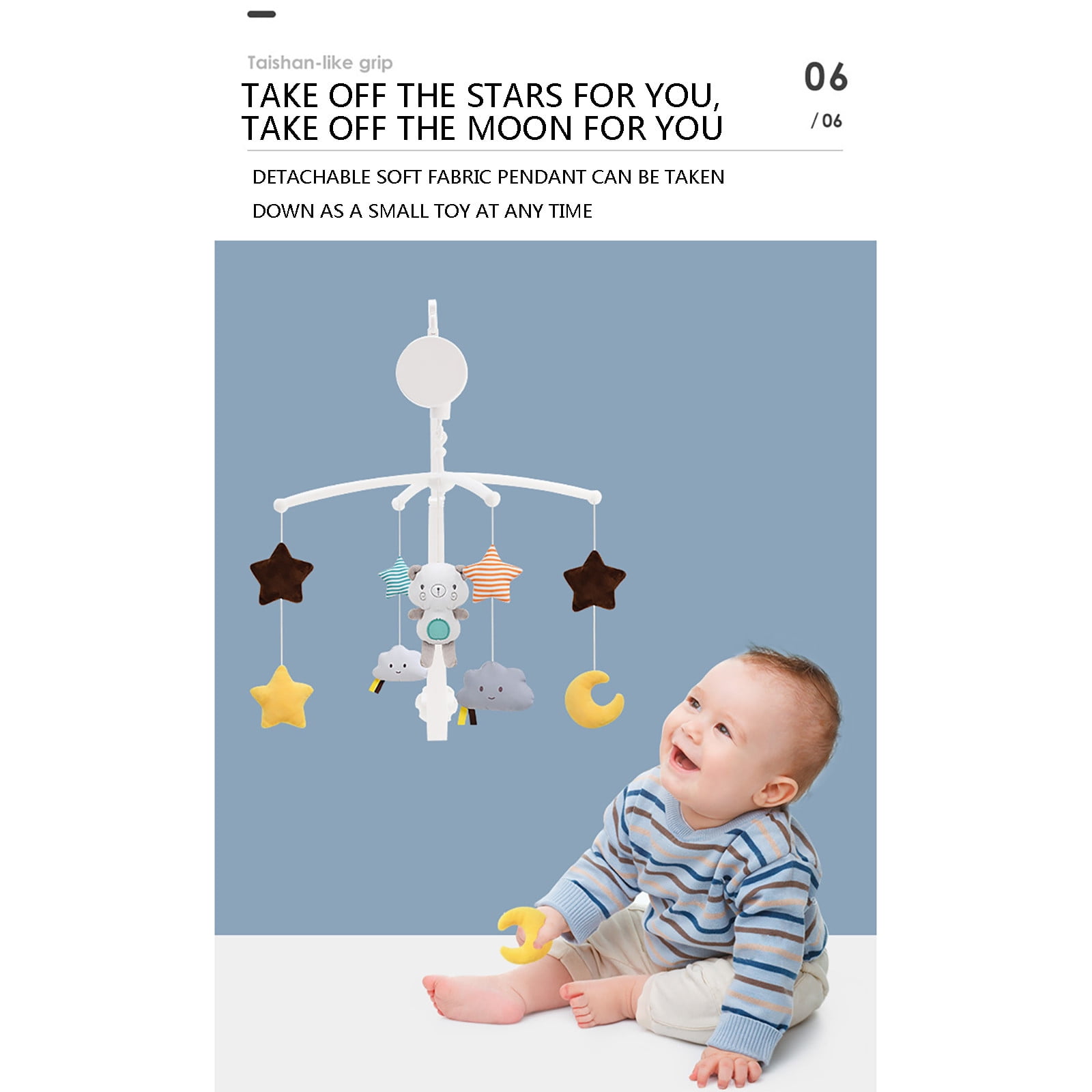 ZToonmas Baby Mobile for Crib Baby Bed Bell Rattle Children 0-1 Year Old Music Rotating Bbedside Bell