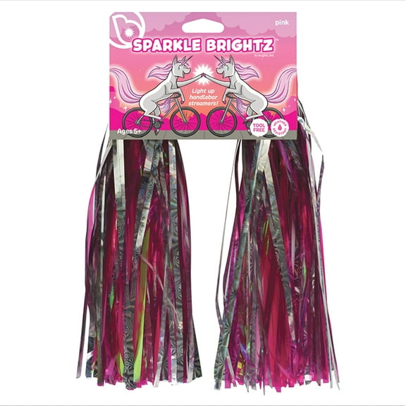 Brightz SparkleBrightz LED Light Up Bike Streamers Handlebar Tassels, 2-Pack, Pink