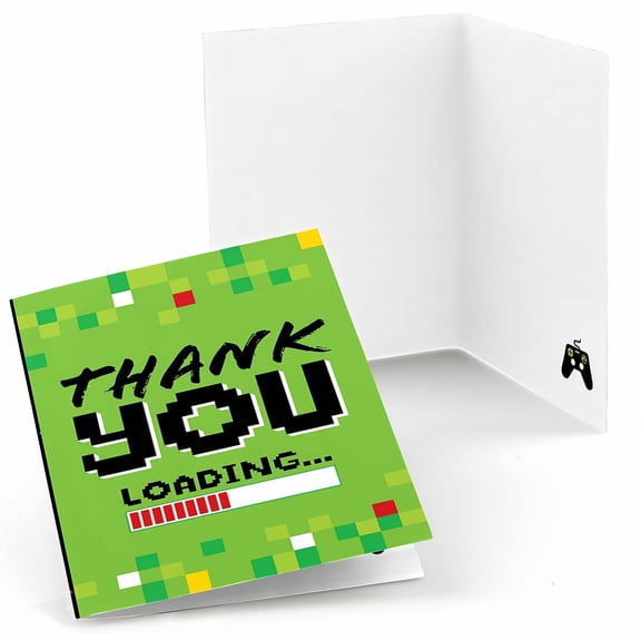 Big Dot of Happiness Video Game  - Pixel Game Zone Party or Birthday Party Thank You Cards (8 count)