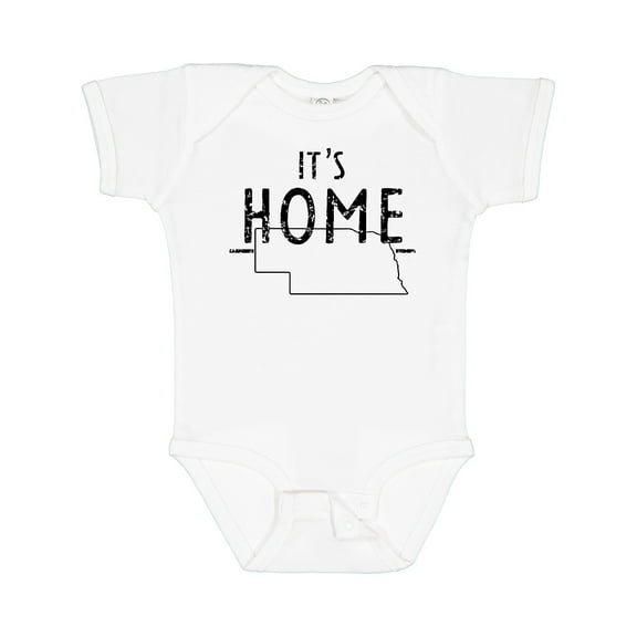 Inktastic It's Home- State of Nebraska Outline Distressed Text Boys or Girls Baby Bodysuit