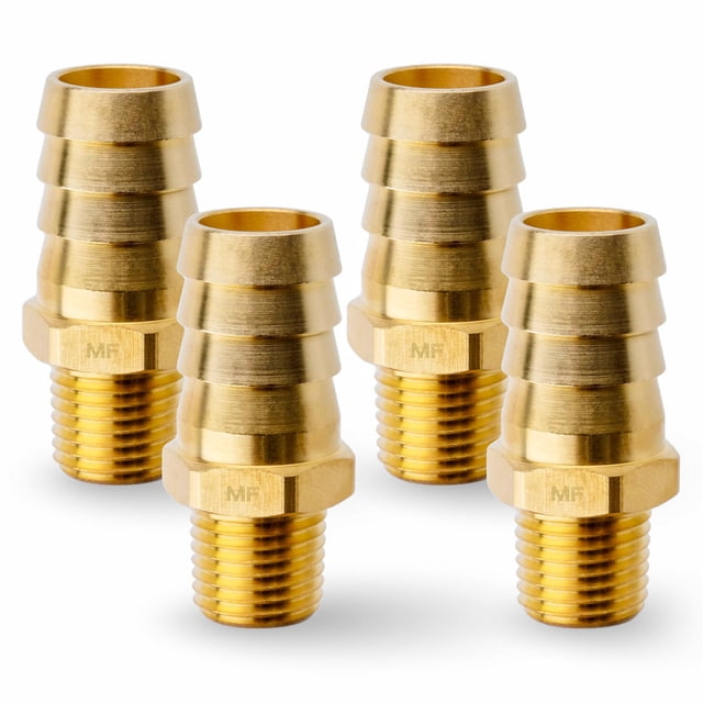 MAACFLOW Latón 1/4"" Macho NPT a 5/8"" Manguera ID Barb Manguera Adaptador Conector (Paquete de 4)