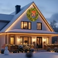 thumbnail image 3 of HOBLOC Christmas Wreath with Bow,Large Prelit Weather Resistant Snow Flocked Winter Wreath with LED Lights for Fireplace Garage Gates Indoor Outdoor,Green, 3 of 7