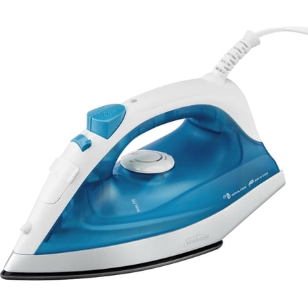 Compact Steam Iron, 1200 Watts, Non-Stick Soleplate, Powerful Shot of Steam, Horizontal or Vertical, Spray Mist, Precision Tip, White/Blue
