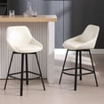 thumbnail image 2 of Zesthouse 25.6" Swivel Counter Height Bar Stools Set of 2, Modern Counter Height Chairs with Backs and Metal Legs, Upholstered Faux Leather Barstools for Kitchen Island, White, 2 of 10