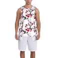 thumbnail image 4 of Easygdp Cherry Blossoms Men's Mesh Basketball Jersey Quick Drying Sleeveless Shirts Fitted Muscle Tank Tops Sport Round Neck T-Shirt - Small, 4 of 9
