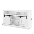thumbnail image 6 of BAYUELSWU TV Stand for TVs up to 65 Inches, Farmhouse Entertainment Center with Sliding Barn Doors, Multipurpose Sliding Door TV Cabinet for Living Room, Bedroom (White), 6 of 7