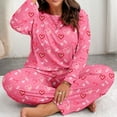 thumbnail image 5 of zbxnLI Plus Size Pajama Set for Women Heart Graphic Sleepwear Tee Tops and Pants Ladies Lounge Sets, 5 of 6