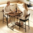 thumbnail image 4 of Ktaxon 3 Pieces Dining Table Set for 2, Counter Height Bar Table Set with Storage Shelves and Padded Chairs for Dining Room, Kitchen, Rustic Brown, 4 of 7