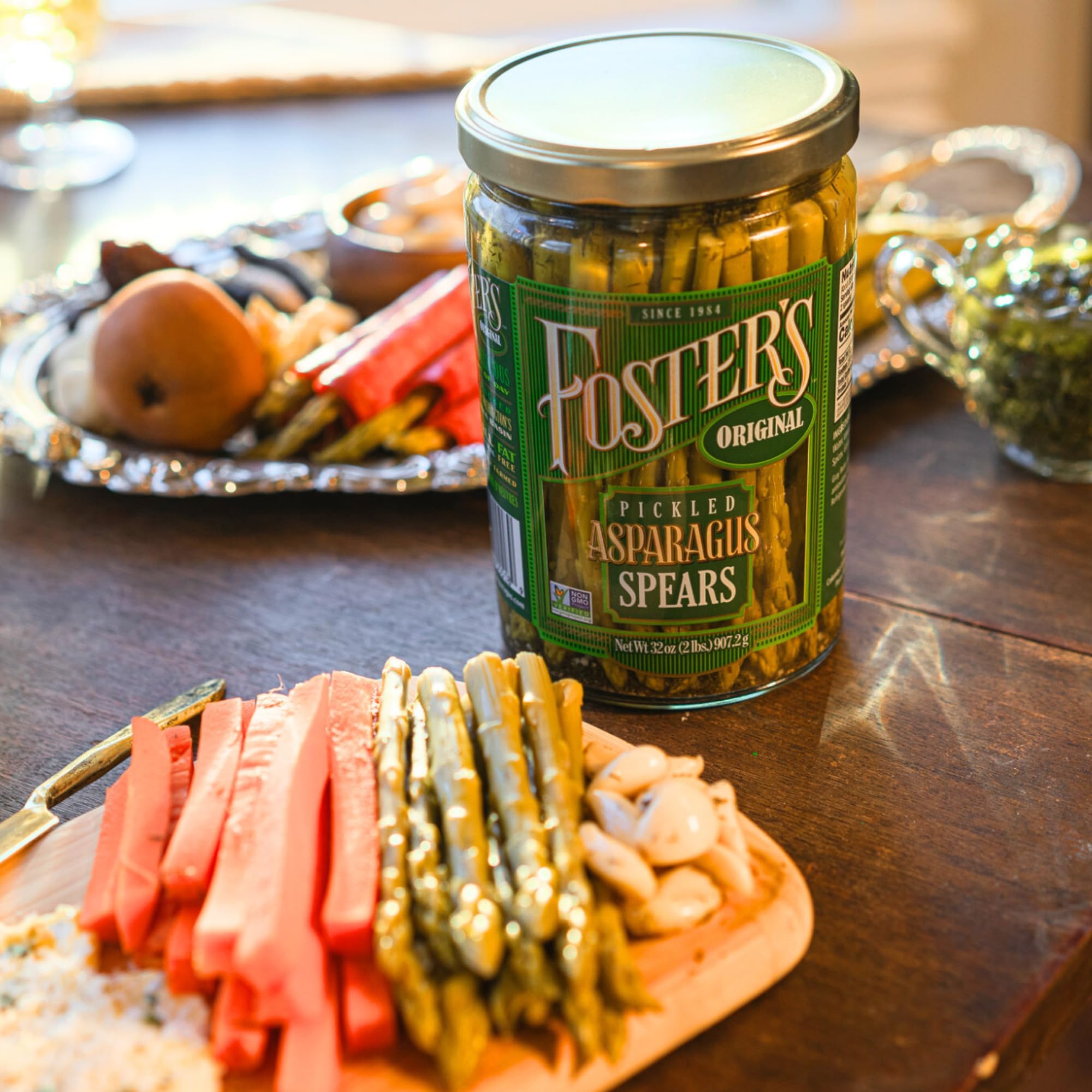 Foster's Pickled Asparagus Spears in a Jar, Original, 32oz, 2 Pack, Traditional Pickled Vegetables Recipe for over 40 years, Low Calorie Snack, Gluten Free, Fat and Preservative Free Pickles
