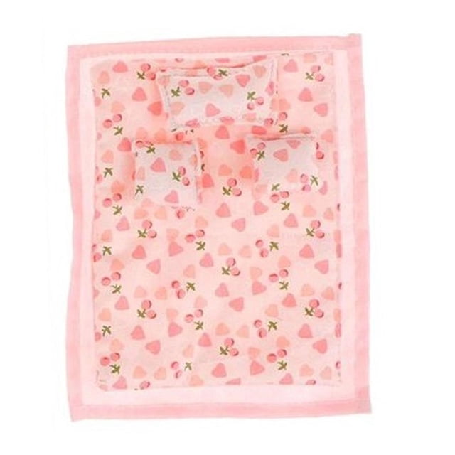Juego de cama para Casa de muñecas CUTICAT accesorios para muñecas 1/12 rosa
