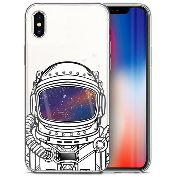 Case Yard iPhone-X Case Clear Soft & Flexible TPU Ultra Low Profile Slim Fit Thin Shockproof Transparent Bumper Protective Cover Drop Protective Cell Phone Cases (Astronaut Helmet)