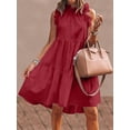 thumbnail image 2 of Uhndy Women's Sleeveless Ruffles Dress Loose Minidress Casual Summer Dress Red XL, 2 of 6