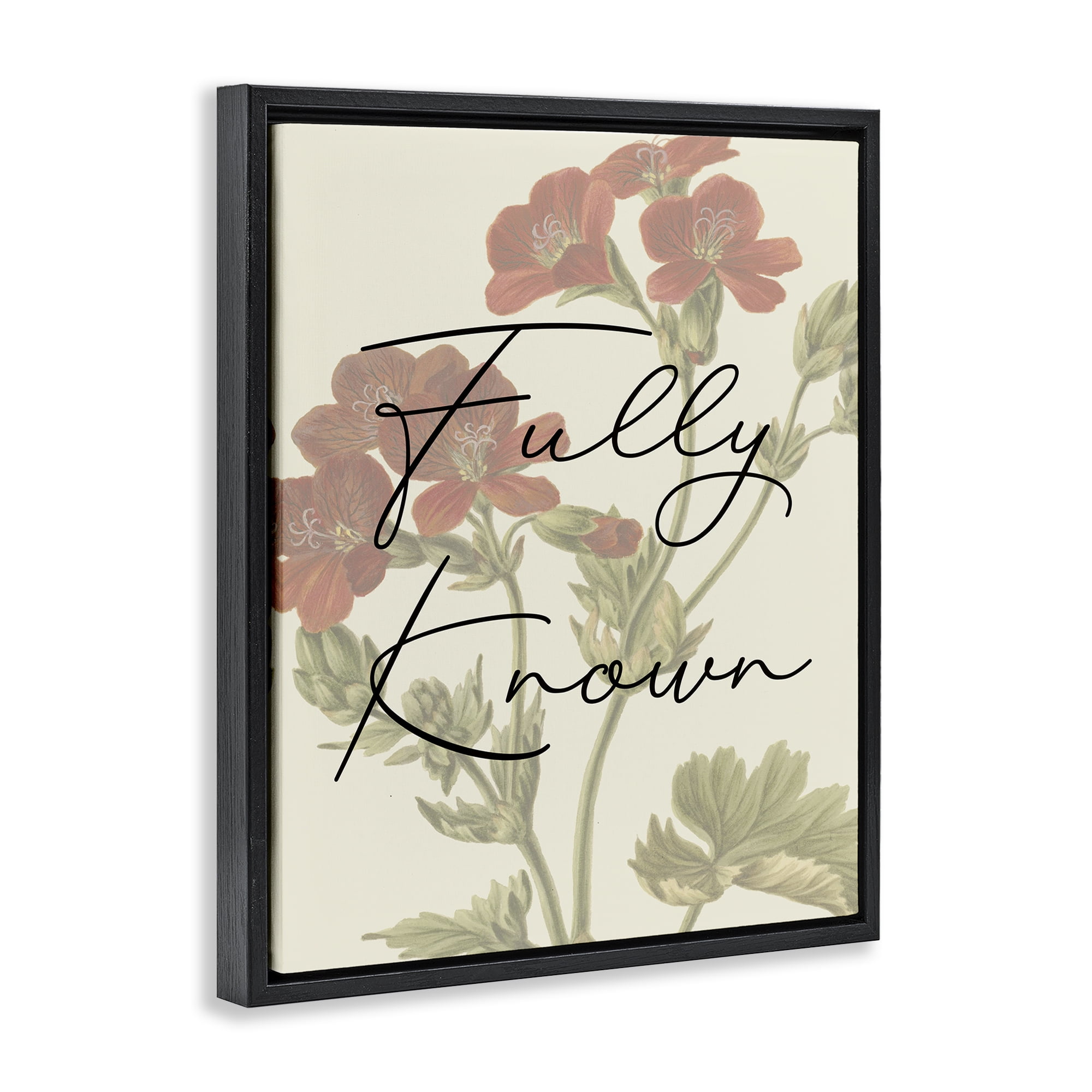 Stupell Industries Fully Known on Floral Plants & Flowers Painting Black Floater Framed Canvas Art Print Wall Art, 25 x 31