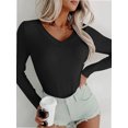 thumbnail image 2 of Long Sleeve Shirts for Women V Neck Basics Tops Lightweight Base Layer Slim Fit Top Undershirts, 2 of 6