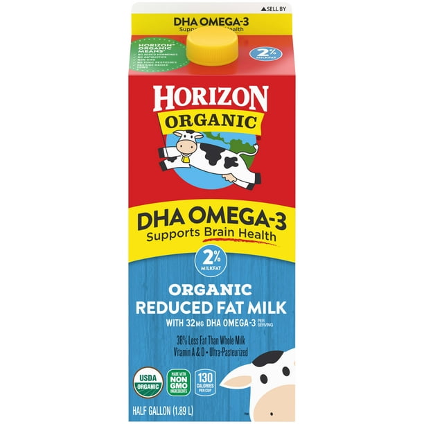 Horizon Organic 2% Reduced Fat DHA Omega-3 Milk, Half ...
