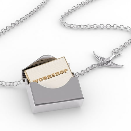 

Locket Necklace Workshop Light Wood Block in a silver Envelope Neonblond