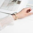 thumbnail image 2 of Compatible with Apple Watch Band 45mm for Women with Crystal Diamond Bling Metal Link Bracelet Strap Steel iWatch Series 9 8 7 SE2 6 5 4 3 2 1, (42/44/45/49mm),Gold, 2 of 3