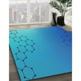 thumbnail image 3 of Ahgly Company Machine Washable Indoor Square Transitional Bright Turquoise Blue Area Rugs, 3' Square, 3 of 7