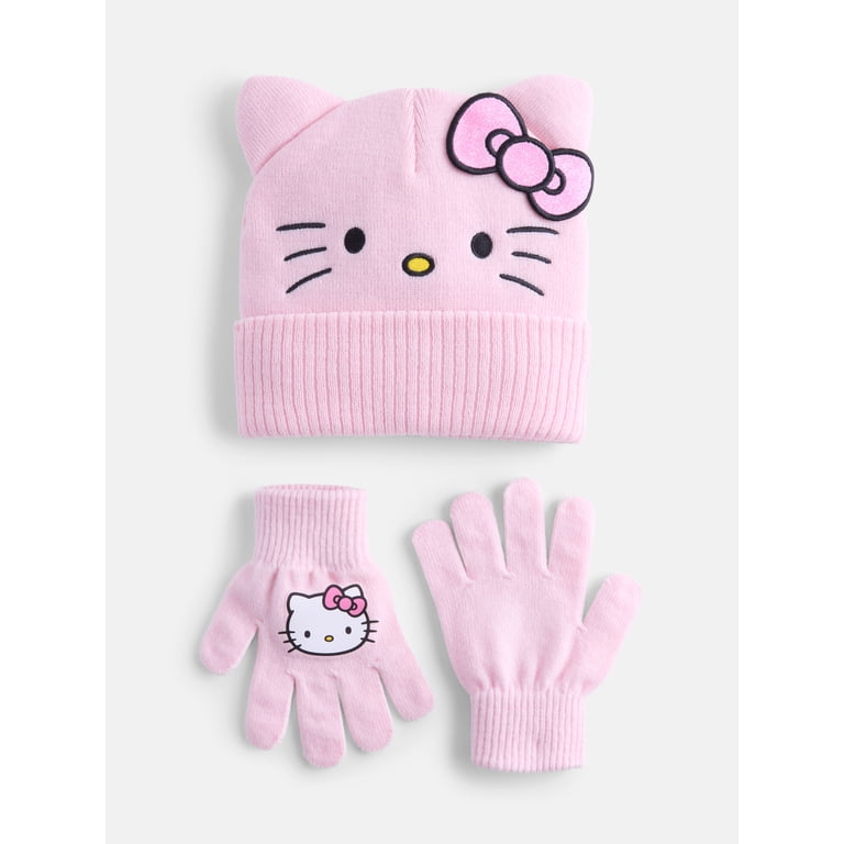 Hello Kitty Girls Knit Beanie and Gloves Set photo 1