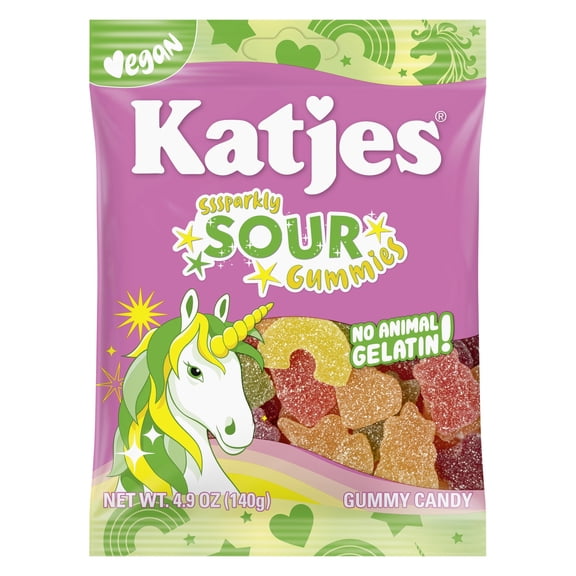 Katjes Sour Vegan Gummy Candy, No Artificial Dyes, Gelatin Free, 4.9 oz