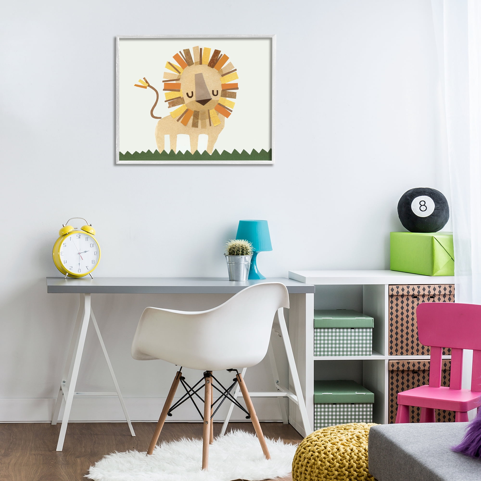 Stupell Industries Cozy Corner Lion Animals & Insects Painting White Framed Art Print Wall Art, 30 x 24