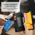 thumbnail image 6 of Allytechgroup Wallet Case for Apple iPhone XR, 9 Cards Holder + Zipper Pocket + Hand Wrist Shockproof Stand Flip Cover RFID Blocking Phone Case for Women Men, Black, 6 of 7