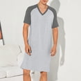 thumbnail image 2 of APEXFWDT Men's Big&Tall V-Neck Nightshirt Raglan Short Sleeve Sleepshirt Loose Fit Comfy Pajama Sleepwear,Dark Gray, 2 of 8