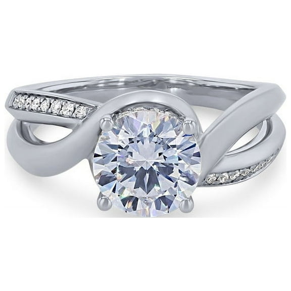 Diamond-Capitals 2.20 Carat Beautiful Round Cut Moissanite Anniversary Ring for Women Solid 14K White Gold Size 7