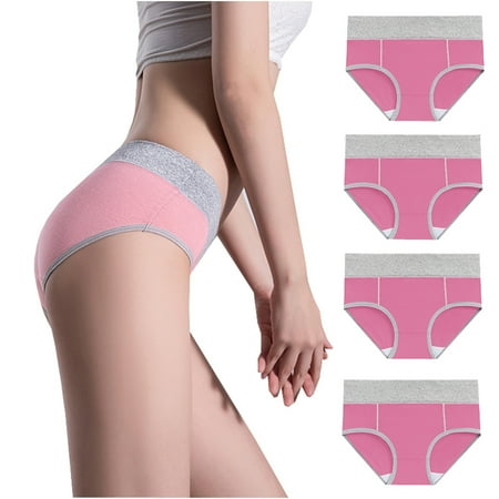 

Mrat Seamless Briefs Women s High Waisted Underwear 4PC Ladies Solid Color Patchwork Briefs Panties Underwear Bikini Underpants Female Stretch Soft Comfy