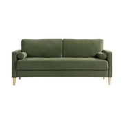 Studio Living Lorelei Mid-Century Modern Cushion Back Upholstered Sofa, Olive Fabric