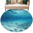 thumbnail image 2 of Summer Sea Round Living Room Rugs 6 ft, Underwater Blue Ombre Ocean Waves Seascape Sand Washable Area Rug with Non-Slip Sturdy Edge Binding Round Carpet for Kitchen Office Bedroom, 2 of 9