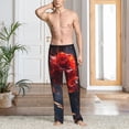 thumbnail image 2 of Pofeuu Artistic Dewdrop Rose Print Men's Pajama Pants, Soft Lounge Pajama Pants with big pockets for Men Plaid Pj Bottoms-Medium, 2 of 6