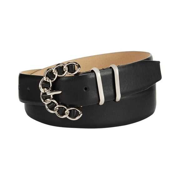 Steve Madden Women’s Chain-Buckle Belt, Black, Large