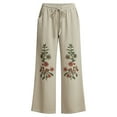 thumbnail image 2 of Women's Linen Trousers Comfy Flowy Pants Elastic Waist Trousers with Pockets Solid Color Long Trousers Office Dress Work Slacks Business Work Pants Lounge Palazzo Pants Comfy Trousers L, 2 of 5