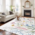 thumbnail image 2 of 5'x8' Area Rugs, Spring Floral Indoor Outdoor Area Rug for Living Room Bedroom, Summer Wild Flower Botanical Pastoral Washable Bathroom Rugs Kitchen Floor Carpet Mats Home Decor Aesthetic, 2 of 8